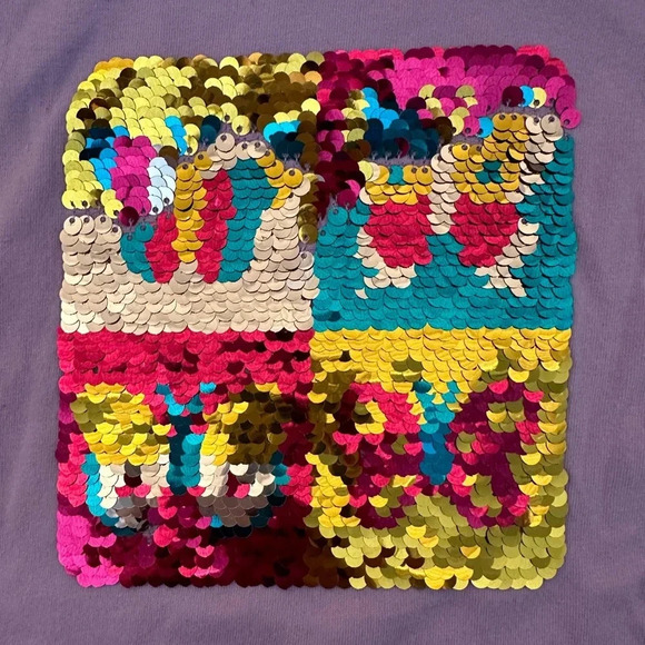 CAT & JACK Girls Size M/8 Lilac Sequins Short Sleeves TShirt Brand New - Picture 3 of 3